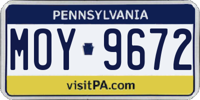 PA license plate MOY9672