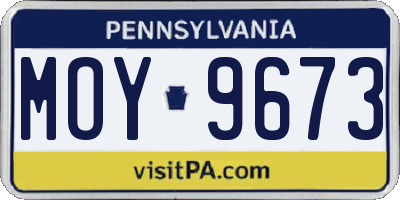 PA license plate MOY9673