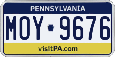 PA license plate MOY9676