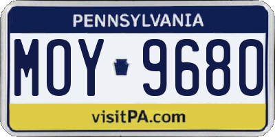 PA license plate MOY9680