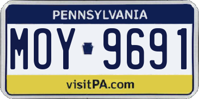 PA license plate MOY9691