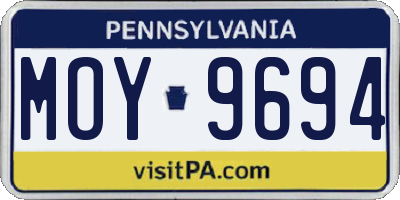 PA license plate MOY9694