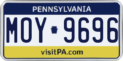 PA license plate MOY9696
