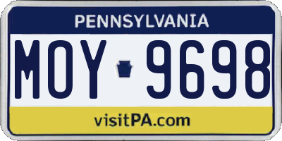 PA license plate MOY9698