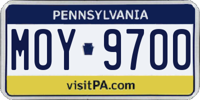 PA license plate MOY9700