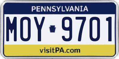 PA license plate MOY9701