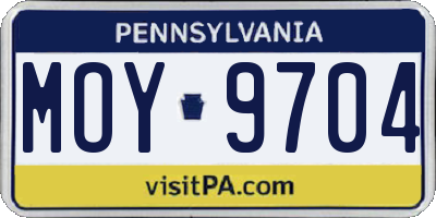 PA license plate MOY9704