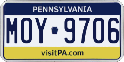 PA license plate MOY9706