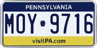 PA license plate MOY9716