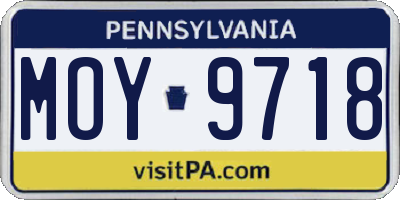 PA license plate MOY9718