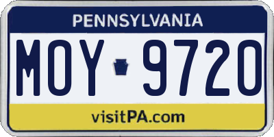 PA license plate MOY9720