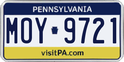 PA license plate MOY9721