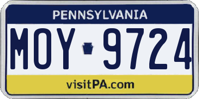 PA license plate MOY9724