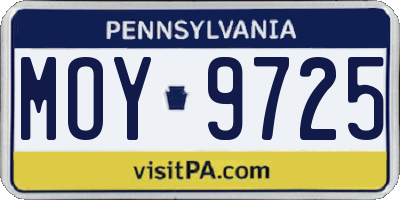 PA license plate MOY9725