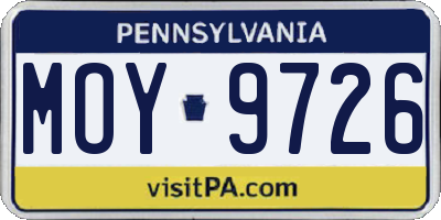 PA license plate MOY9726