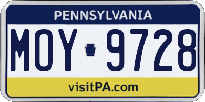 PA license plate MOY9728