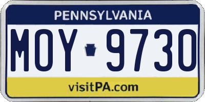 PA license plate MOY9730