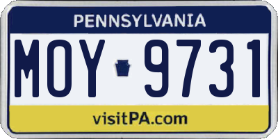 PA license plate MOY9731