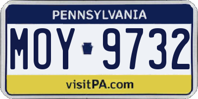 PA license plate MOY9732