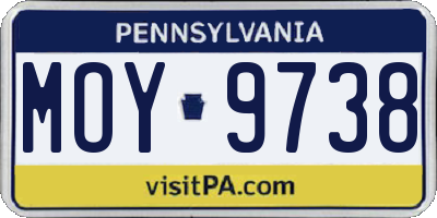PA license plate MOY9738