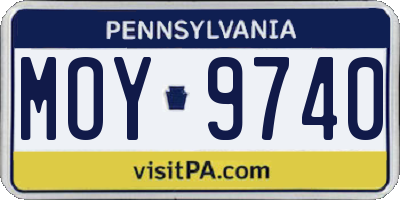 PA license plate MOY9740