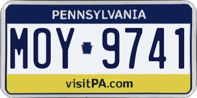 PA license plate MOY9741