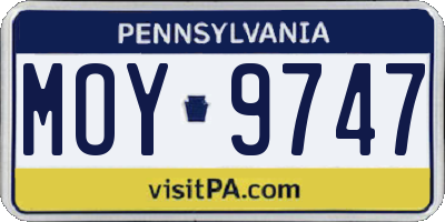 PA license plate MOY9747