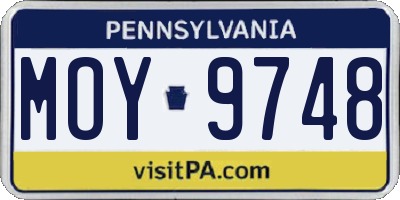PA license plate MOY9748