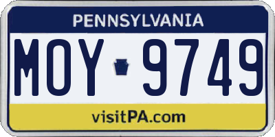 PA license plate MOY9749