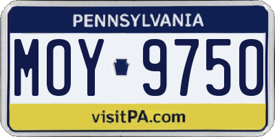 PA license plate MOY9750