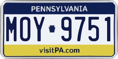 PA license plate MOY9751