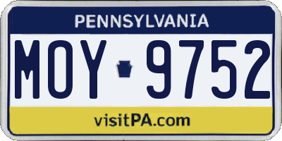 PA license plate MOY9752