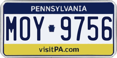 PA license plate MOY9756
