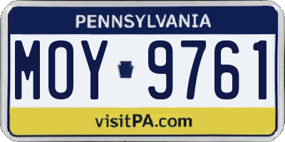 PA license plate MOY9761