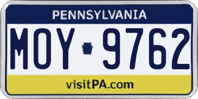 PA license plate MOY9762