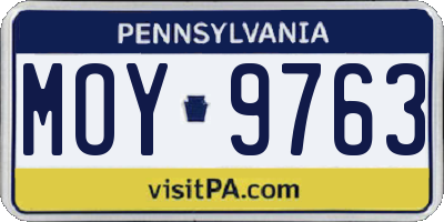 PA license plate MOY9763