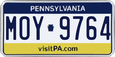 PA license plate MOY9764