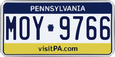 PA license plate MOY9766