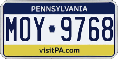 PA license plate MOY9768