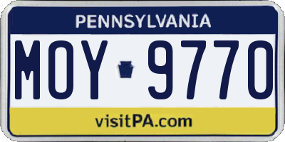PA license plate MOY9770