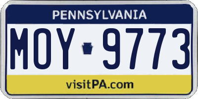 PA license plate MOY9773