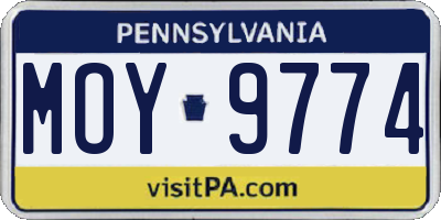 PA license plate MOY9774