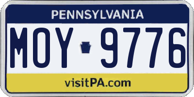 PA license plate MOY9776