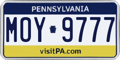 PA license plate MOY9777