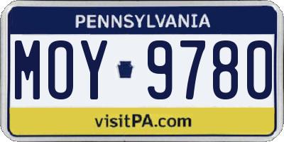 PA license plate MOY9780