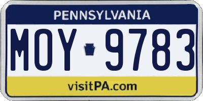 PA license plate MOY9783
