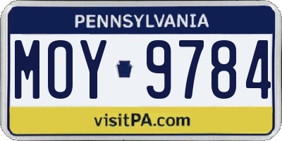 PA license plate MOY9784