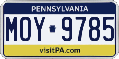 PA license plate MOY9785