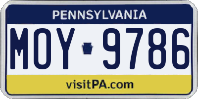 PA license plate MOY9786