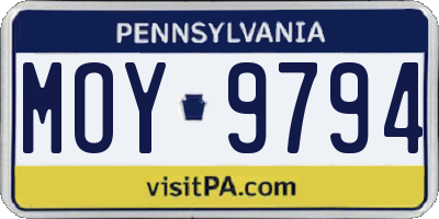 PA license plate MOY9794